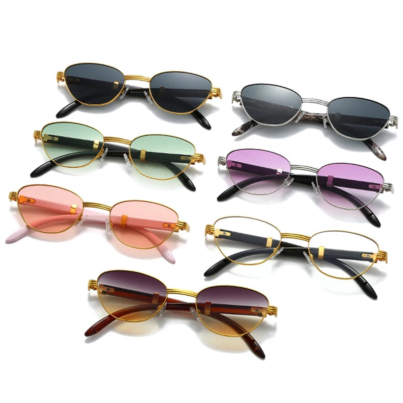 Cat Eye Women Luxury Sunglasses Fashion Brand Designer Clear Gradient Lens Eyewear