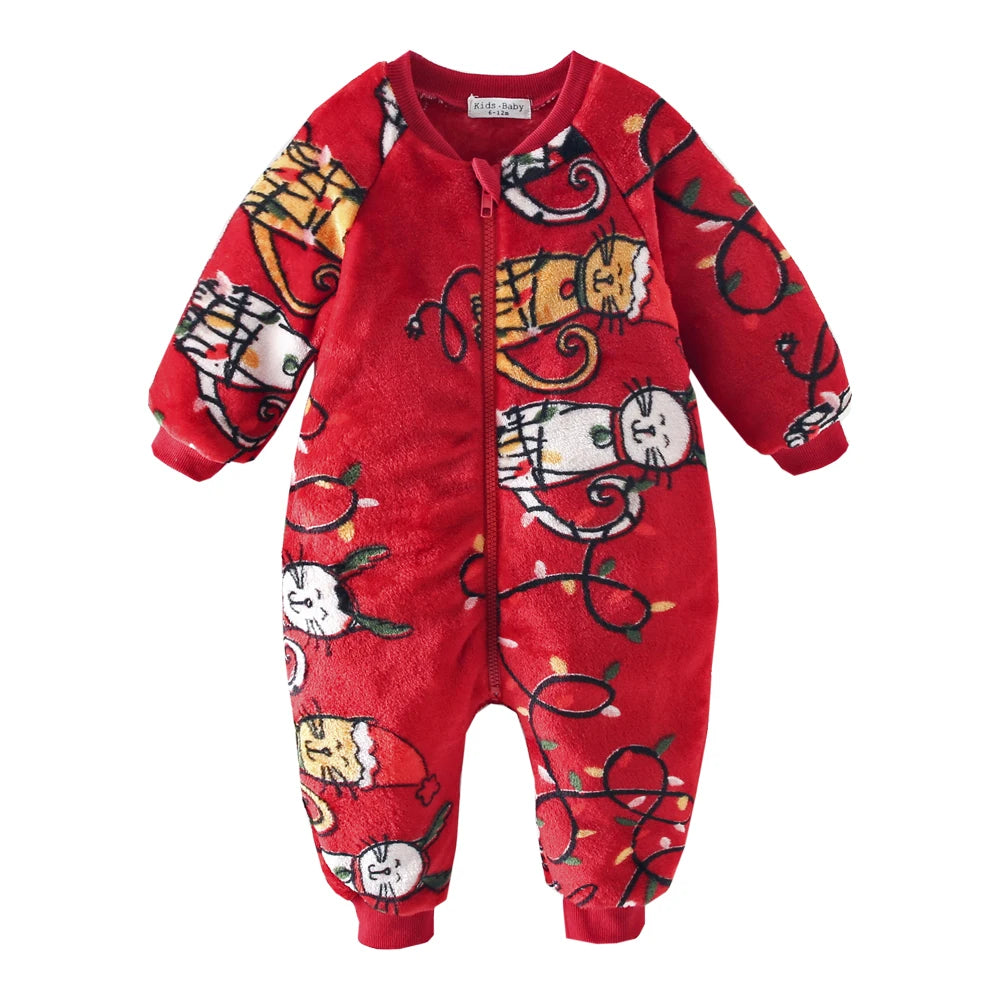 Sanlutoz Cute Printing Fleece Winter Baby Rompers Clothing Zipper Long Sleeve Toddler Jumpsuits