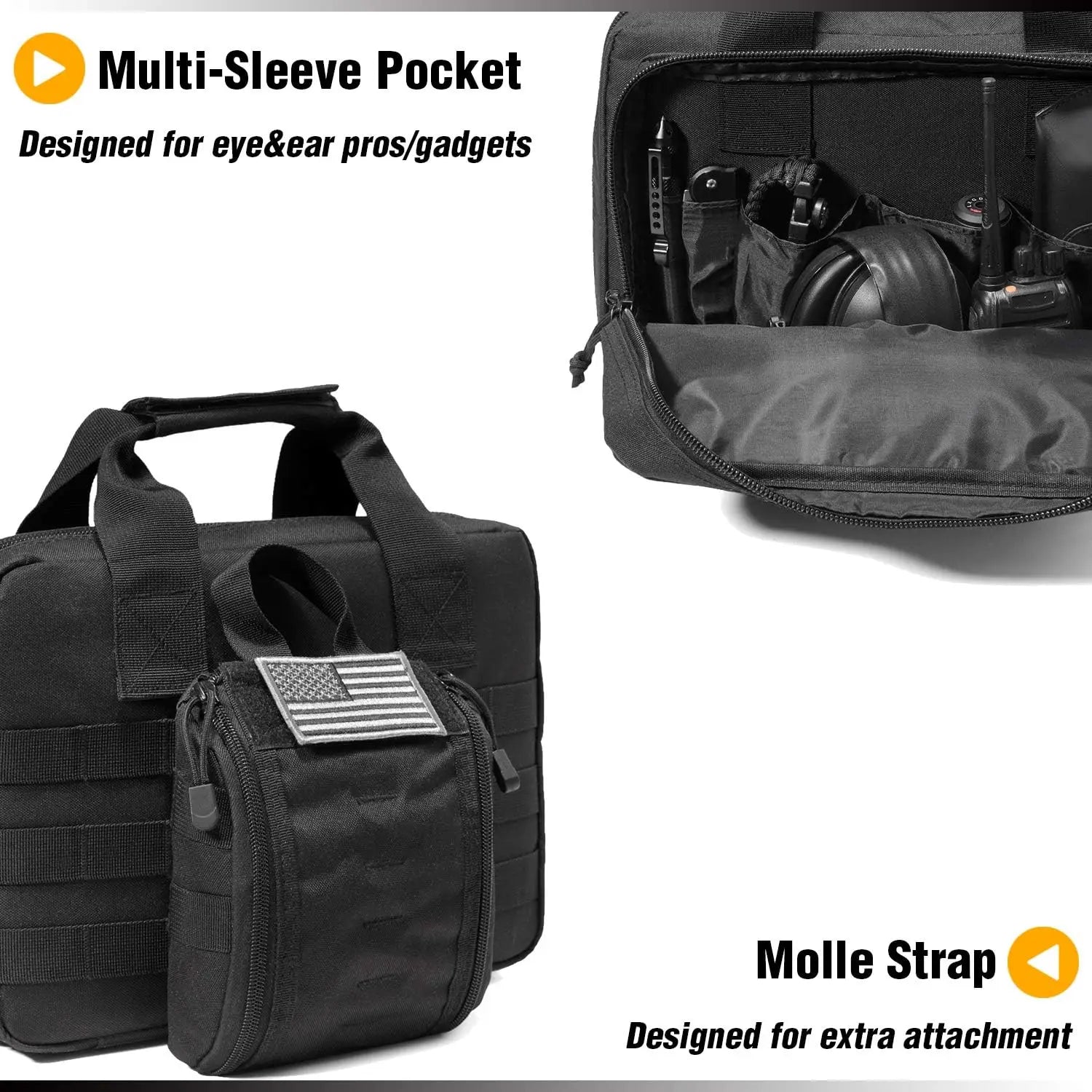 Large Molle Bag for Gun Concealed Carry Pistol Case Outdoor Shoulder Handbag EDC Pouch Magazine Holder Shooting Hunting Pack