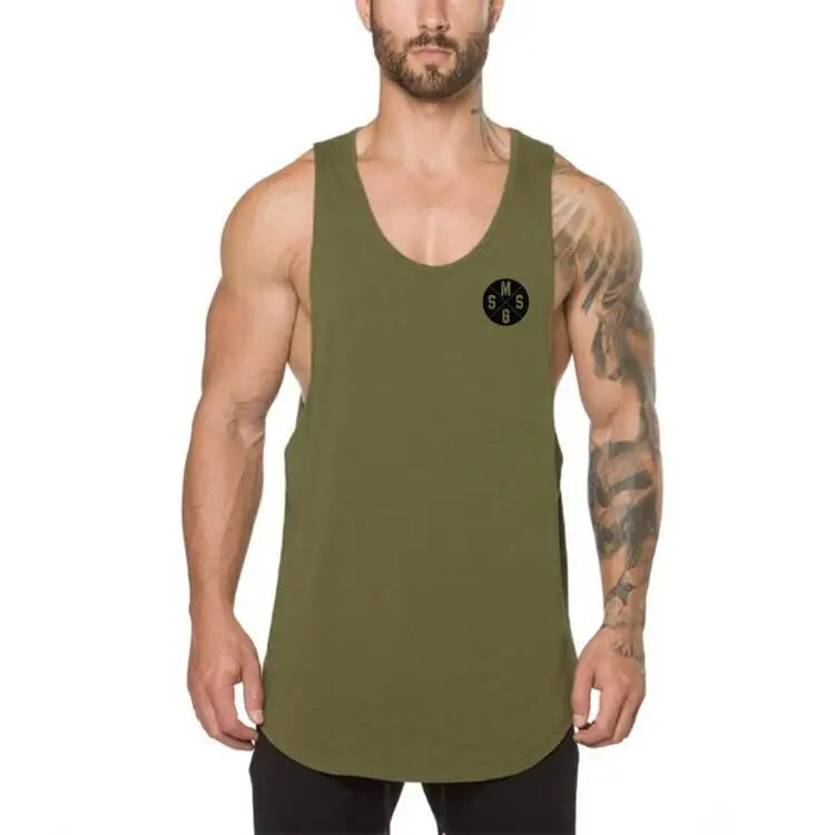 Cotton Singlets Canotte Bodybuilding Tank Top Men’s Fitness Sleeveless T-shirts Gym Clothing High Quality