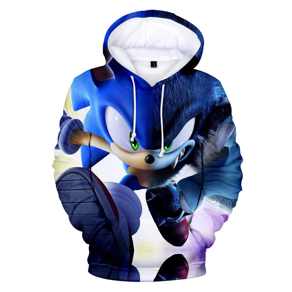 Children's Clothes Sonic 3D Hoodie for Kids Boys and Girls Cartoon Printing Sweatshirt Long Sleeve Spring Autumn Animation