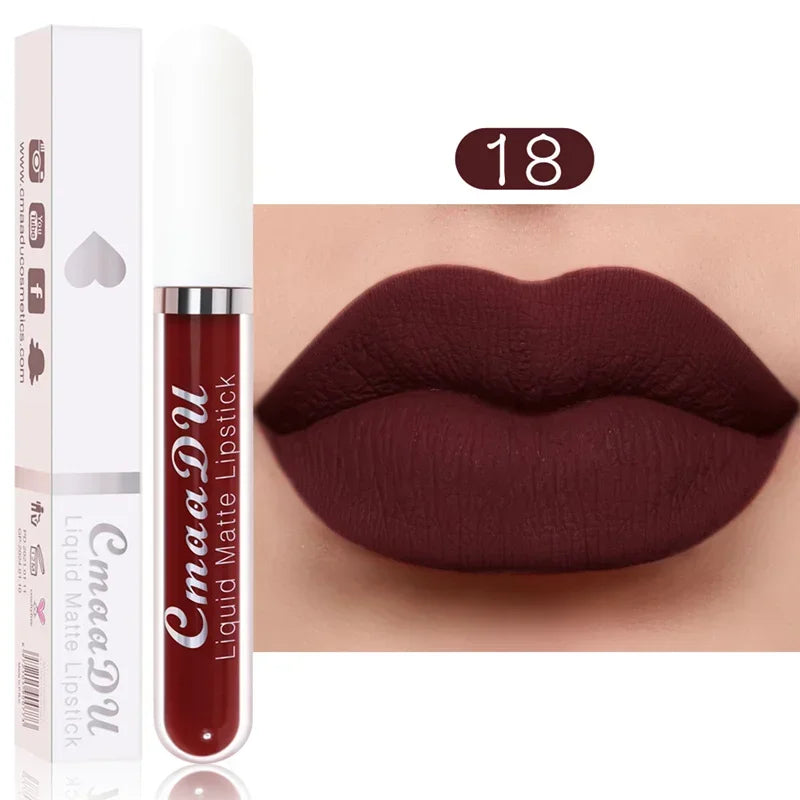 Waterproof Matte Nude Lip Gloss Brown Nude Pigment Dark Red Long Lasting Velvet Liquid Lipstick