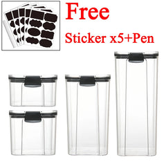 Plastic Food Containers Set Transparent Stackable Dry Large Food Storage Box