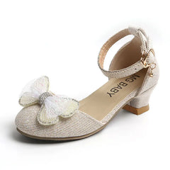 Girls Leather Sandals Summer Fashion New Children Rhinestone Bow Princess Sandals Student Kids Party Show Shoes