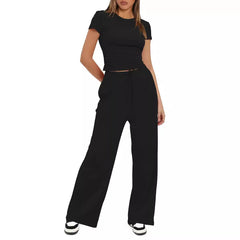 Women Two Pieces Set T-shirt And Wide Leg Pants