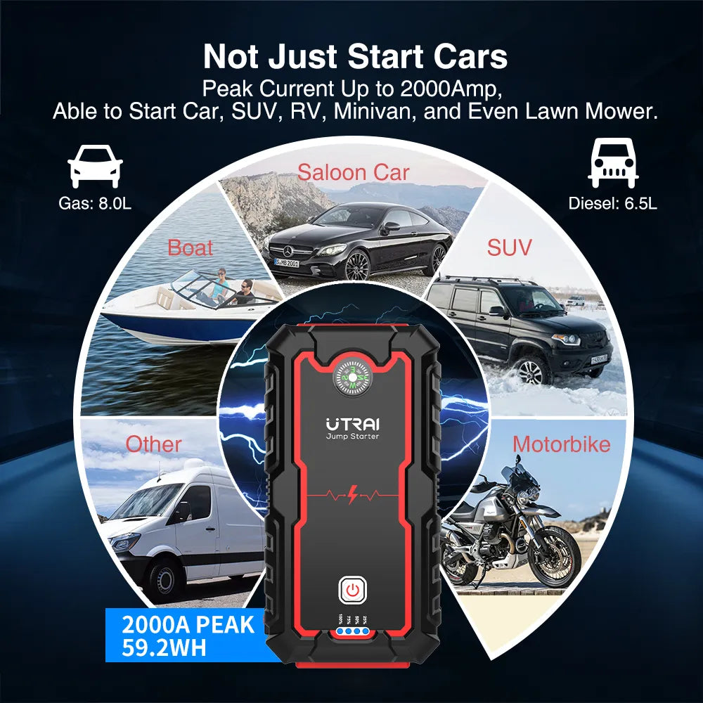 Power Bank  2000A Jump Starter Portable Charger Car Booster