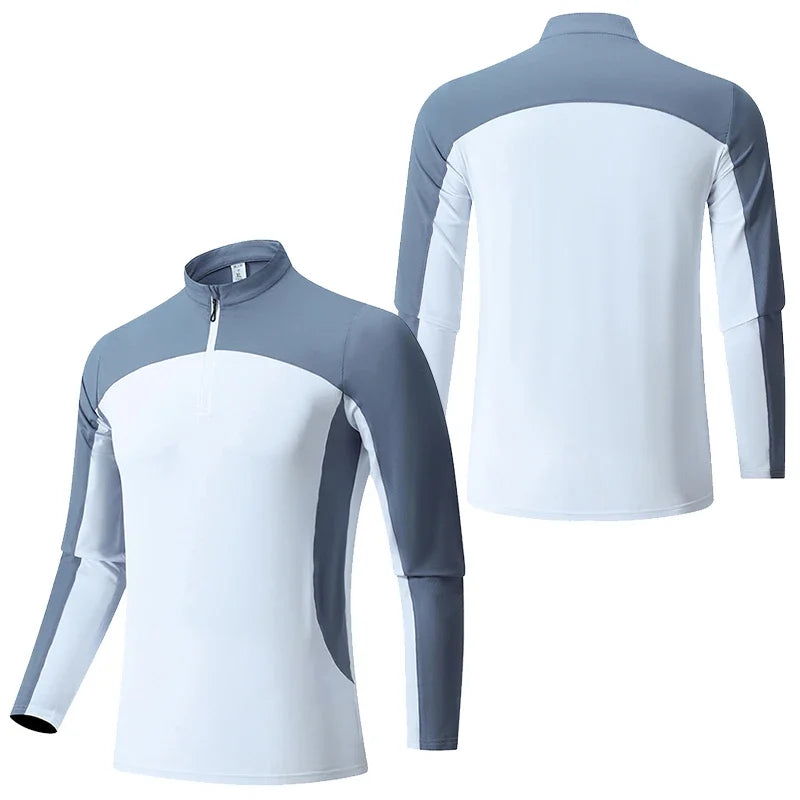 Long Sleeve Stand Collar Zip-up Quick-drying Breathable Sweat-absorbent Elasticity T-shirt