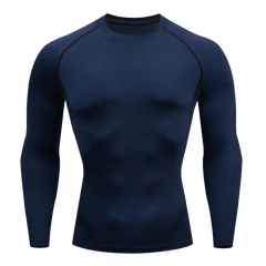 Men’s Workout Clothing Tight Fitting T-shirt Solid Color Long Sleeved Shirt High Elasticity Fitness Compression Jogging Gym Top