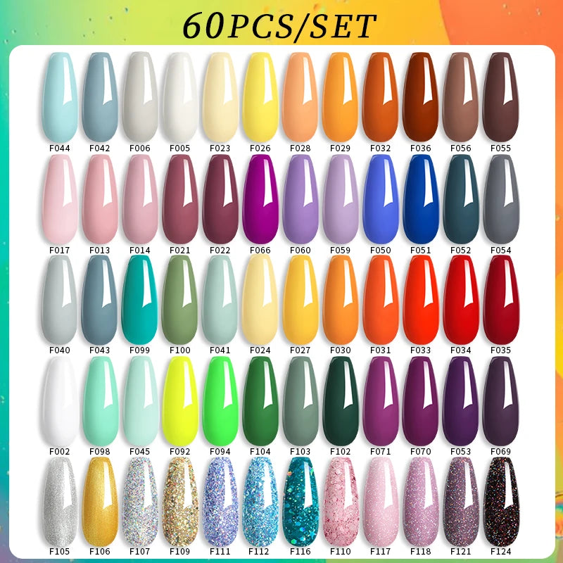 Color Gel Nail Polish Set Colorful Glitter Nail Gel Polish Semi Permanent UV Gel Nail Art Gel Varnishes Kit