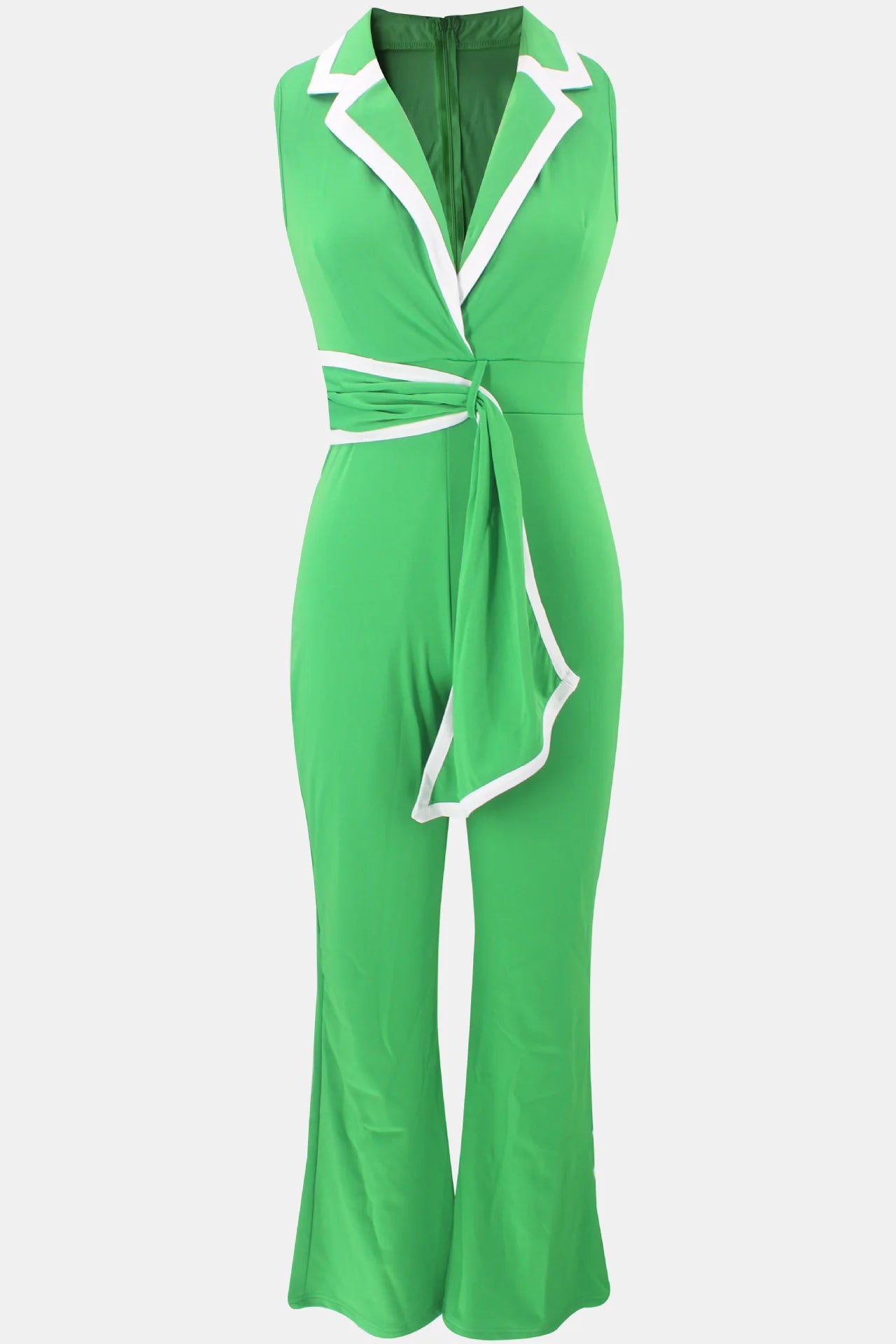 European and American Cross-border Summer Women's New Fashion V Neck Elegant Elegant Sleeveless Jumpsuit Wide Leg Pants