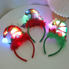 Christmas Elf Hat Headbands Lighted Elf Costume Headband Hair Accessories