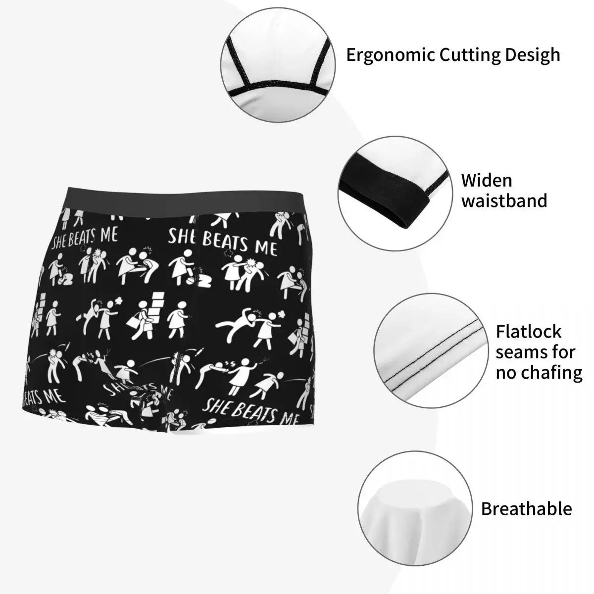 Men She  Me Marriage Underwear Gifts for Husband Boyfriend Fiance Fashion Boxer Shorts Panties Male Mid Waist Underpants