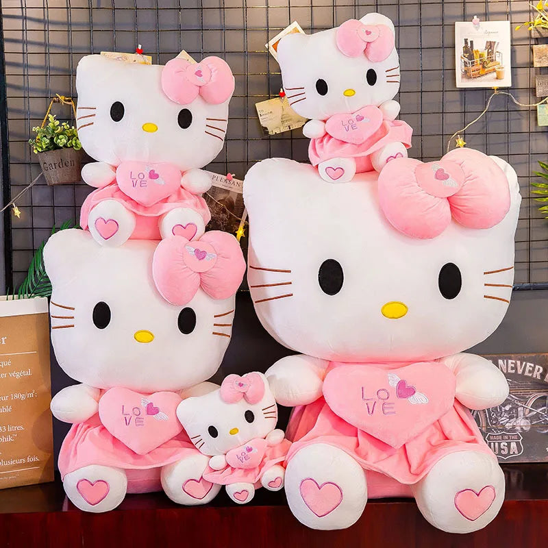 Cat Plush Toys Cartoon KT Cat Plushie Doll Soft Stuffed Anime Pillow Birthday Gifts For Kids Girls