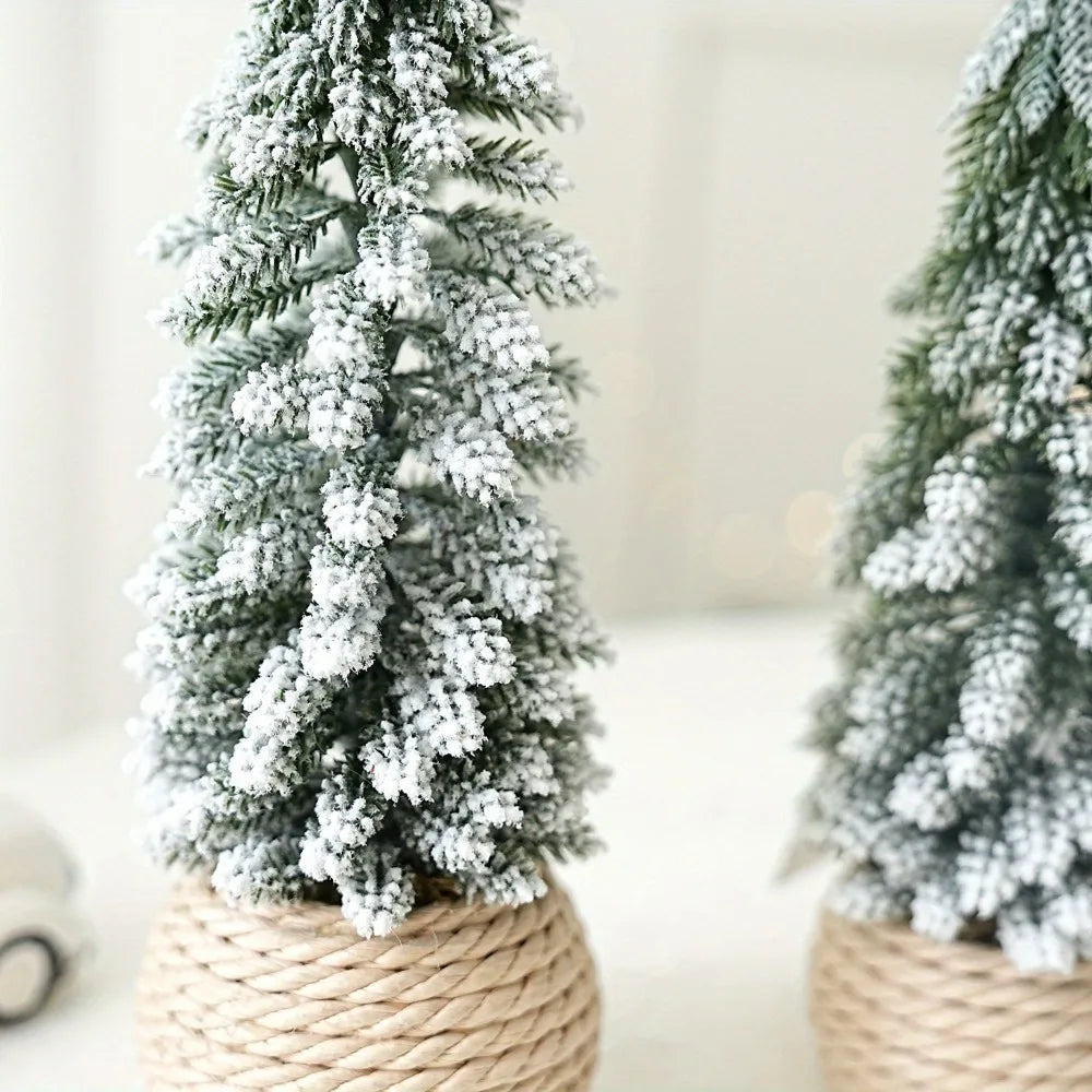 Mini Christmas Tree Artificial Small Snow Pine Xmas Tree Decorations New Year Party Ornaments