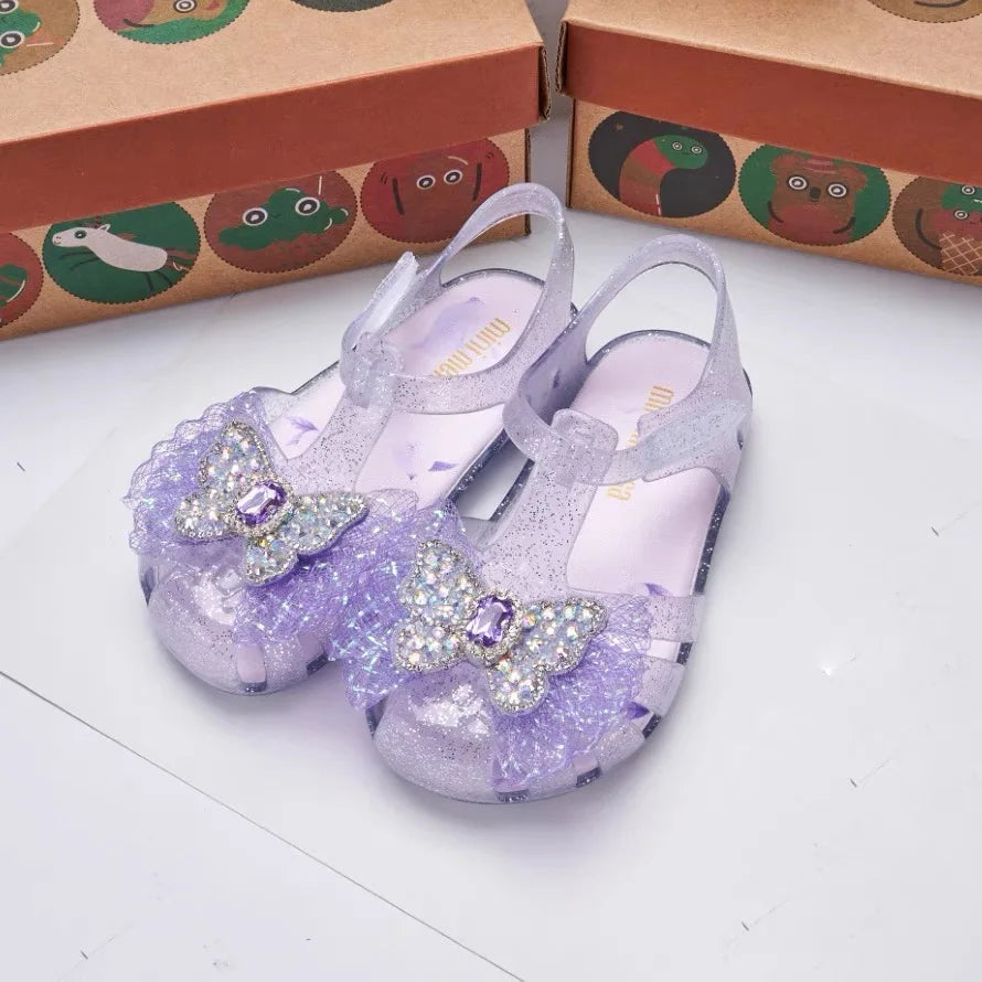 Mini Melissa Summer New Children Shoes Girls Princess Shoes Glitter Children Baby Dance Shoes Casual Toddler Girl Sandals