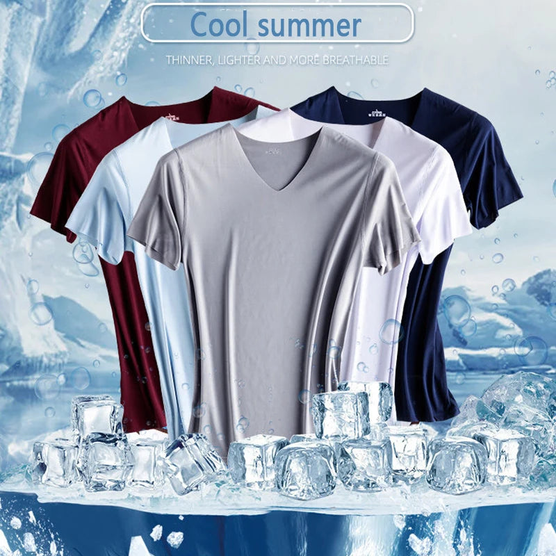 Summer Seamless Breathable Ice Silk T-Shirt Vest Men's