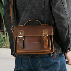 Luufan Crazy Horse Leather Men's Shoulder Bag Vintage Messenger Bags