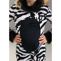 Black Toddler Girls's Zebra Costume Child Sassy Stripes Animal Onesie Halloween Costume Dress