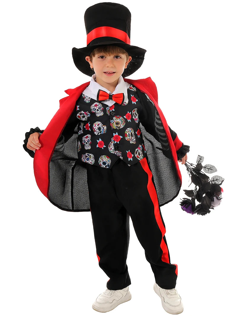 Boys Mexican Day of the Dead Scary Zombie Skeleton Costume