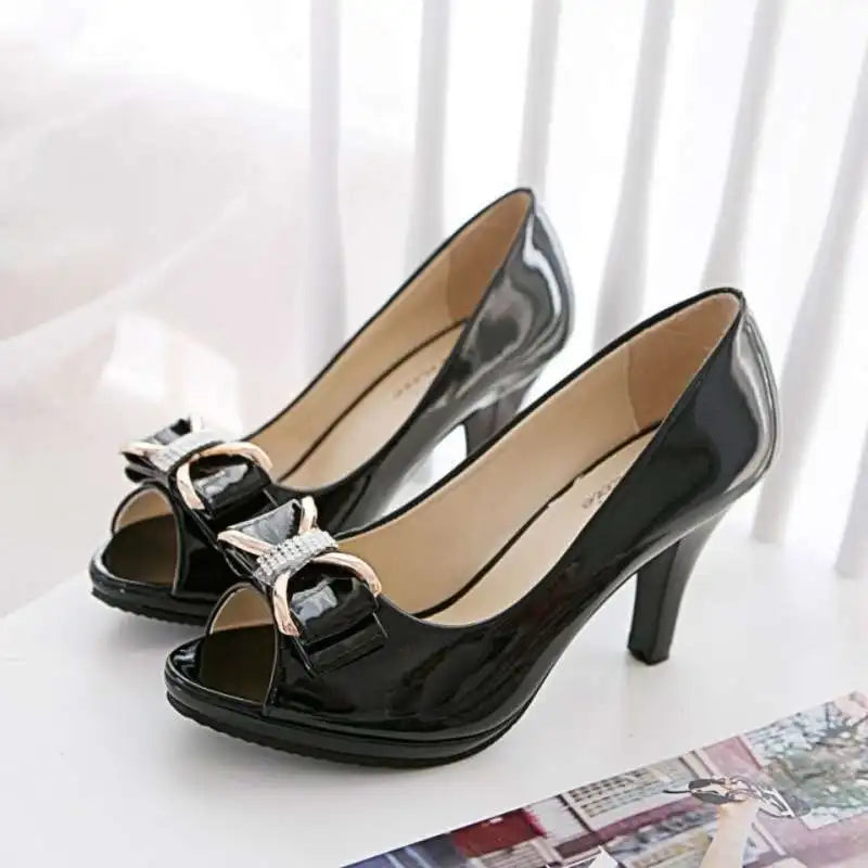 Female Stiletto High Heel Shoes Woman Pumps Open Toe Fish Mouth Shoes