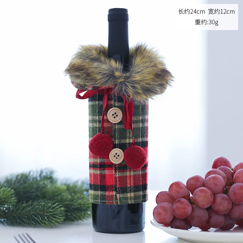 Christmas European And American Style Knitted Faceless Old Man Long Beard Wine Bottle Set