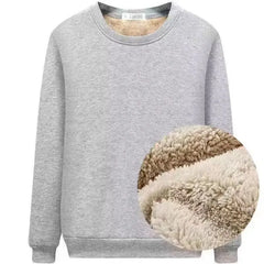 Thickened wool lining men's sports shirt winter new solid color pullover