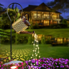 Solar Watering Can Lights LED Outdoor Metal Waterproof Hanging Lantern String Lights