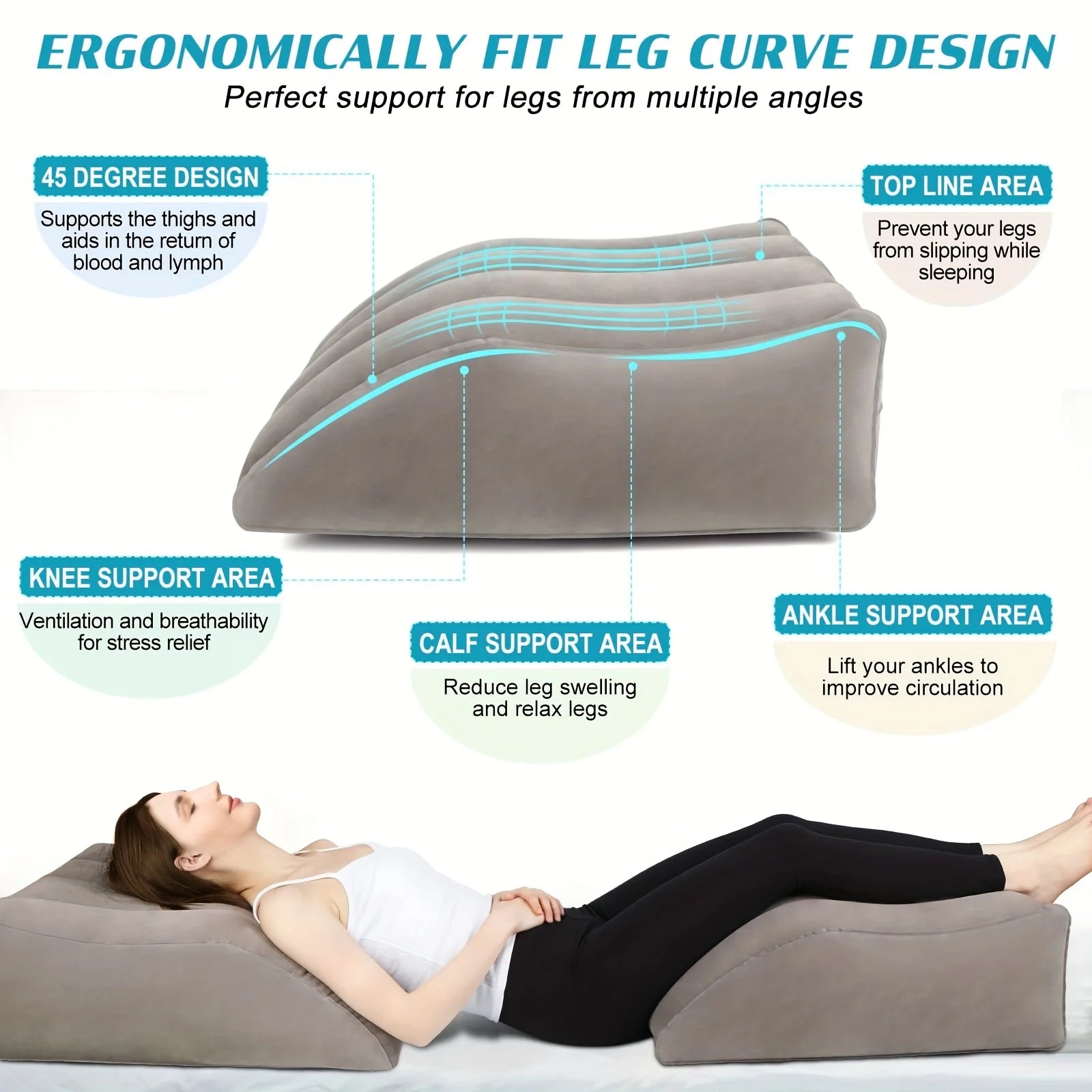 Inflatable Spot Leg Pillow Fracture Raised Plush Leg Pad Outdoor Wedge-shaped Knee Relaxation Fatigue Relief