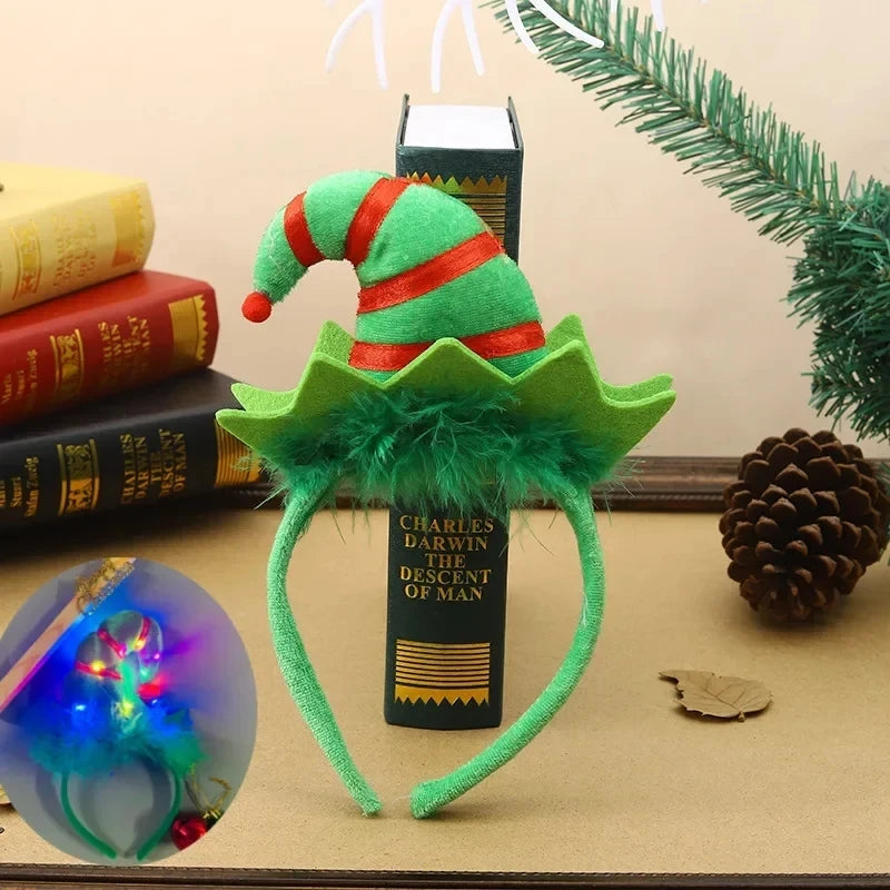 Christmas Elf Hat Headbands Lighted Elf Costume Headband Hair Accessories