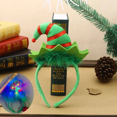 Christmas Elf Hat Headbands Lighted Elf Costume Headband Hair Accessories