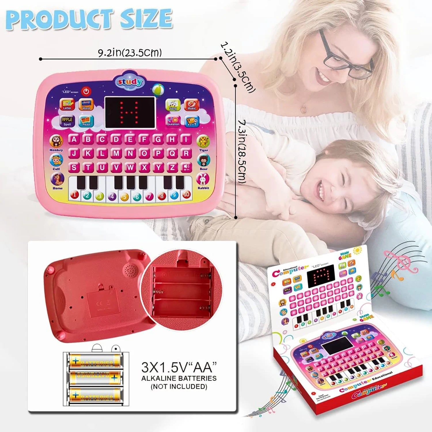 Kids Tablet, Educational Learning Pad with LED Screen