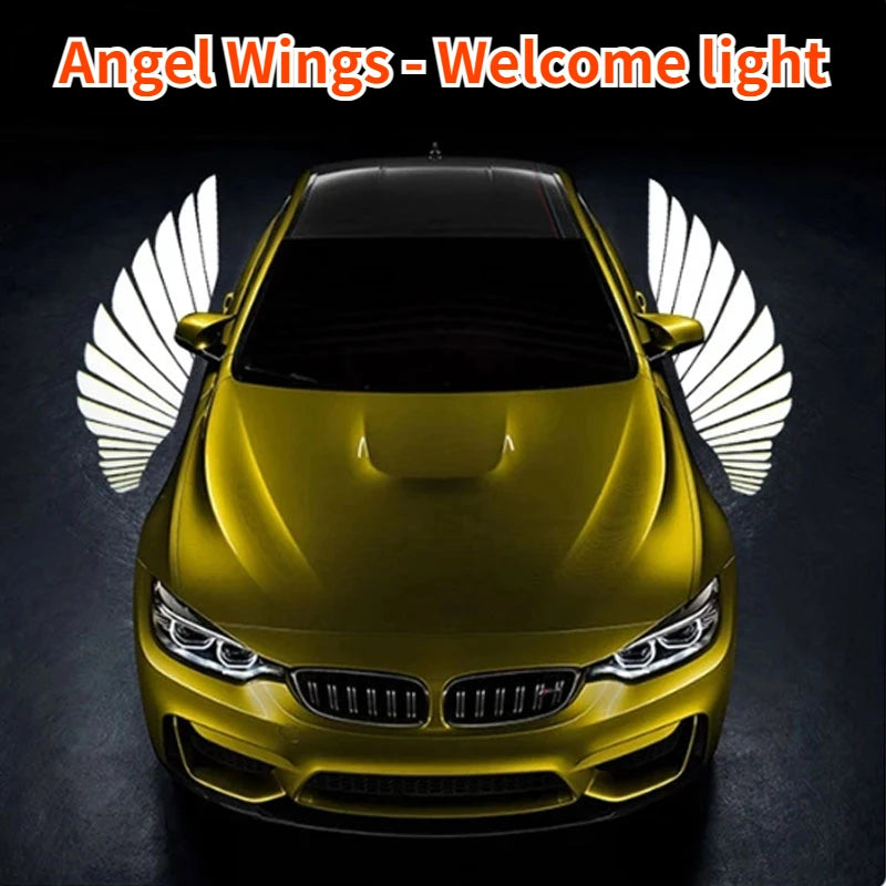 Car Angel Wings Welcome Light Rearview Mirror Welcome Light Angel Wings Carpet Projection