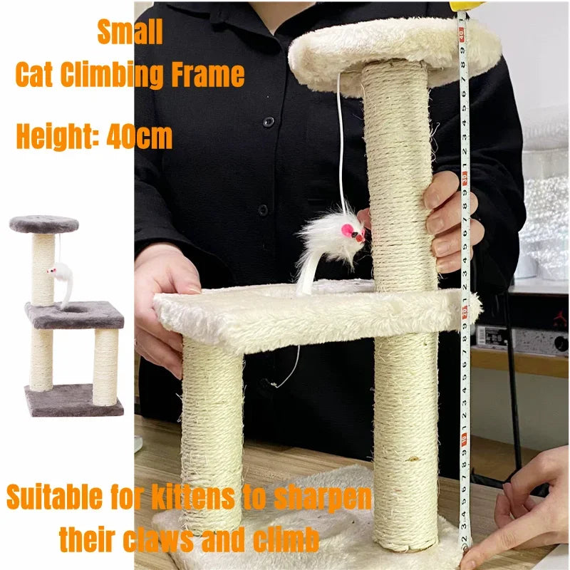 Cat Scratcher Climbing Frame Scratching Post Resistant Sisal Cat Tree with Toys