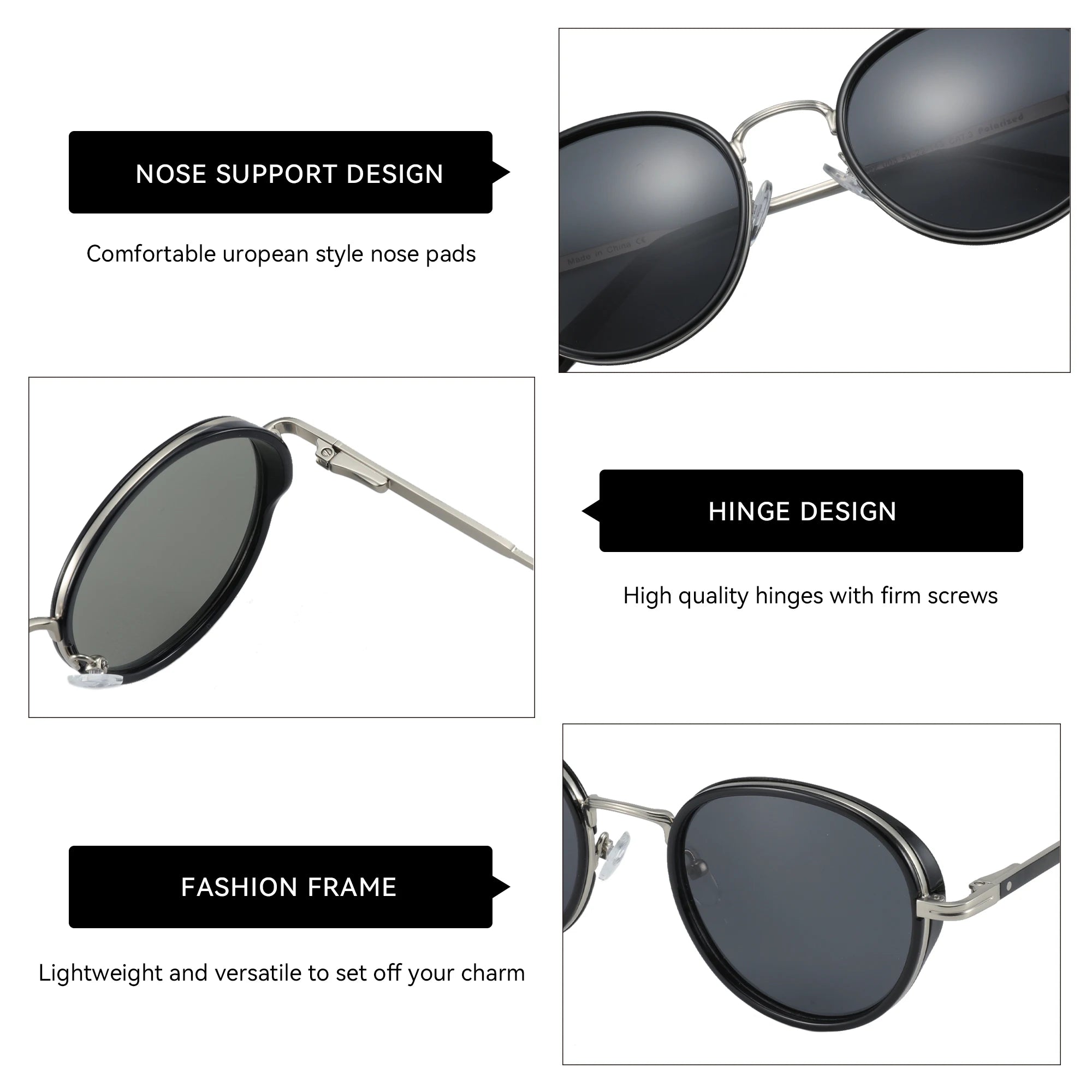 Steampunk Sunglasses Rrtro Round Polarized Fashion Sun Glasses for Women Men