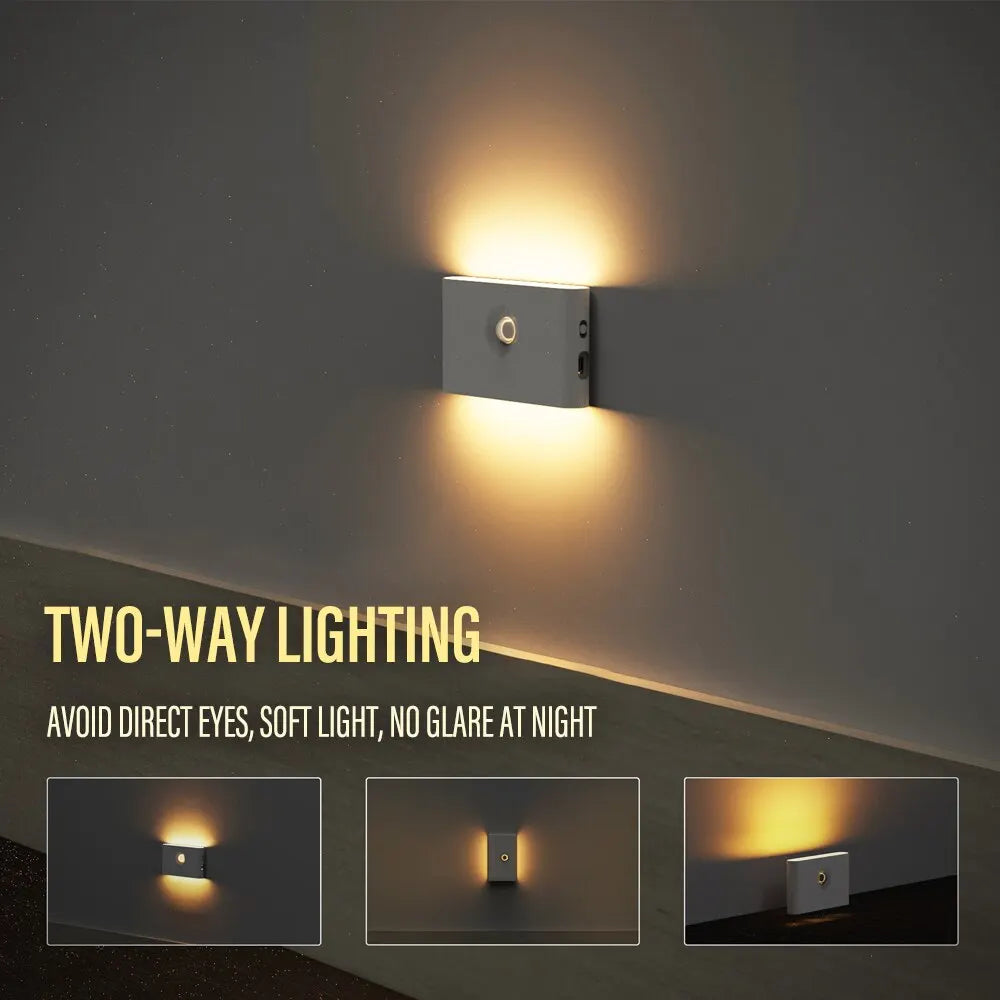 LED Intelligent Sensor Night Light Wireless USB Charging Motion Sensor Wall Light