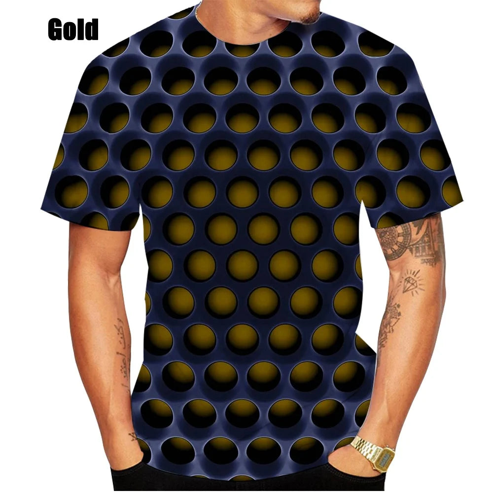 2023 Men's Printed 3D Geometric Pattern Digital Printing Casual Fashion Short Sleeve T-shirt