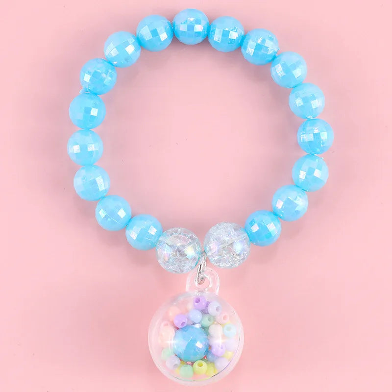 Makersland Transparent Ball Children's Princess Necklace Pearl Bracelet Set For Girl Charm Gift Kid's Jewelry