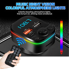 FM Transmitter Bluetooth 3.1A Type-C+Dual USB Port Car Charge Wireless Handsfree Call LED Aux Audio Radio Modulator MP3 Player