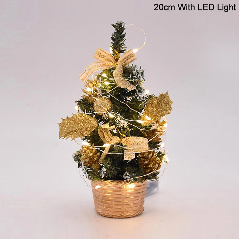 Christmas Tree Table Ornament with LED Light Balls 2023 Christmas Decoration for Home 2024 New Year Gift Mini