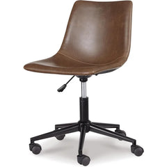 Faux Leather Adjustable Swivel Bucket Seat Home Office Desk Chair, Brown