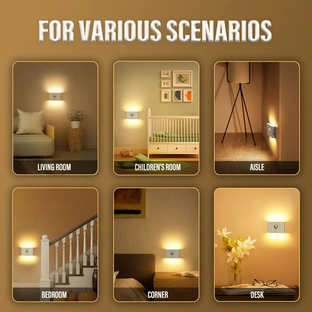 LED Intelligent Sensor Night Light Wireless USB Charging Motion Sensor Wall Light