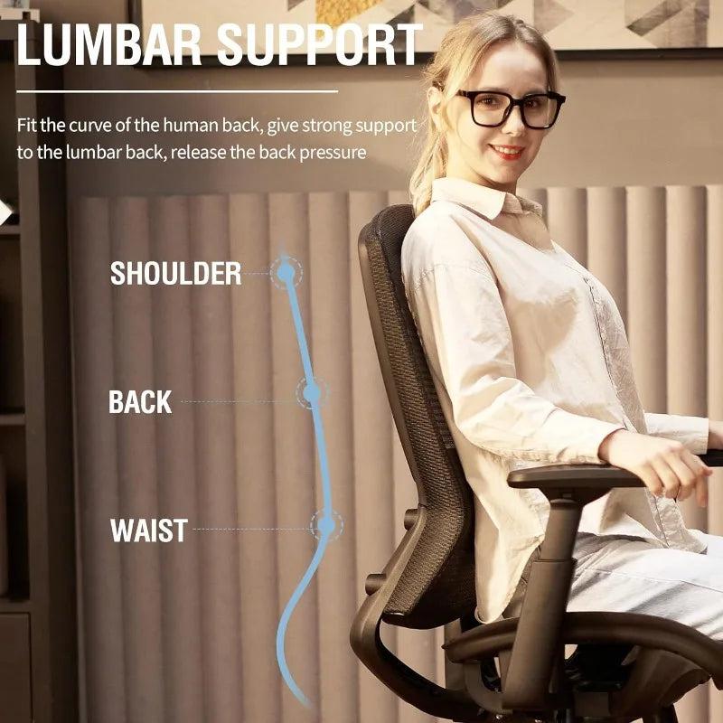 Office Chair,Ergonomic Computer Desk Chair, Sturdy Task Chair- Adjustable Lumbar Support & Armrests