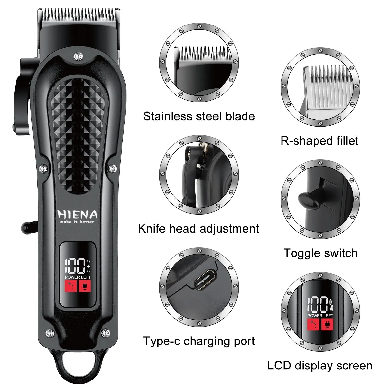 Electric Hair Clipper UBS Rechargeable Cordless Beard Trimmer Men