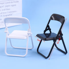 Dollhouse Miniature Black White Mini Chair Folding Chair Armchair Model For Doll House Decor