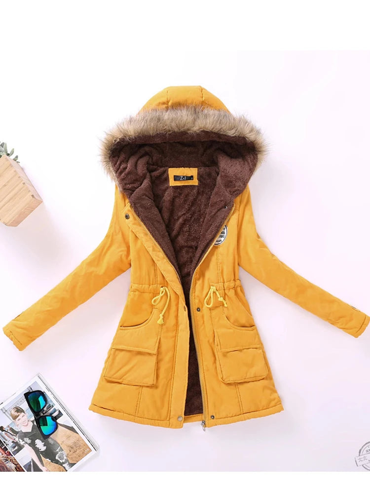 New Winter Women Jacket Medium-long Thicken Outwear Hooded Wadded Coat