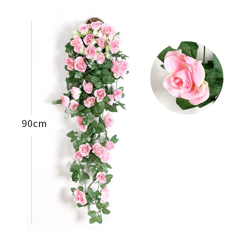 Artificial Hanging Flowers Fake Rose Vine Hanging Plants