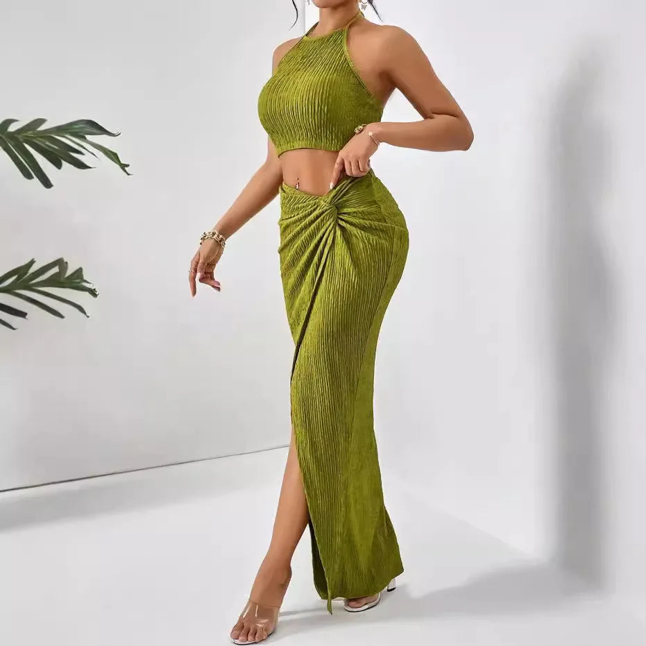 Pleated Women 2 Piece Set Outfits