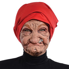 Halloween Latex Masks Cosplay Smoking Old Women Grandma Mask Costumes Props