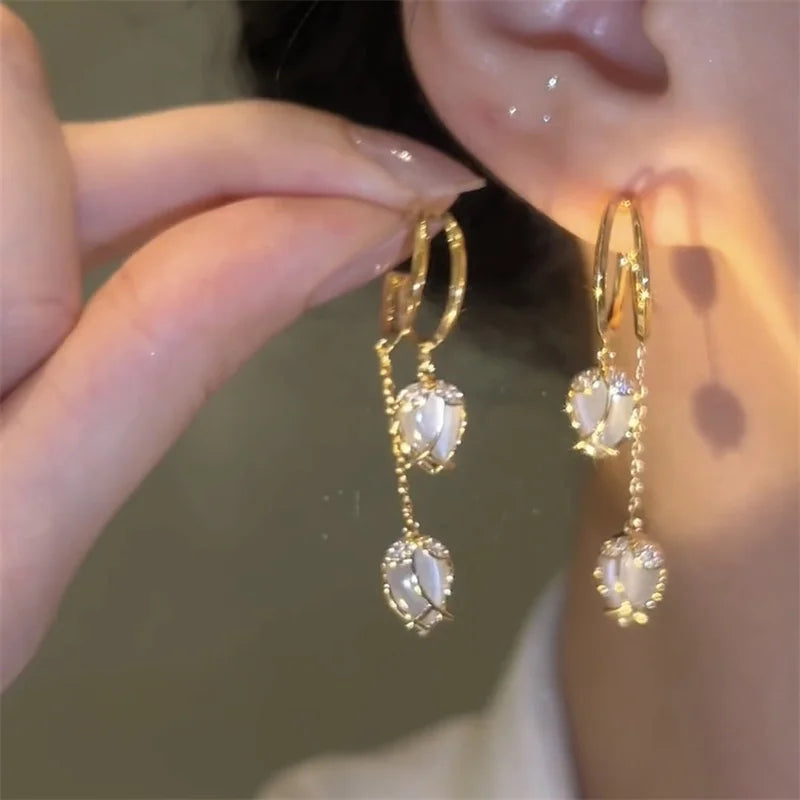 Micro-set Zircon Tulip Earrings Women Jewelry