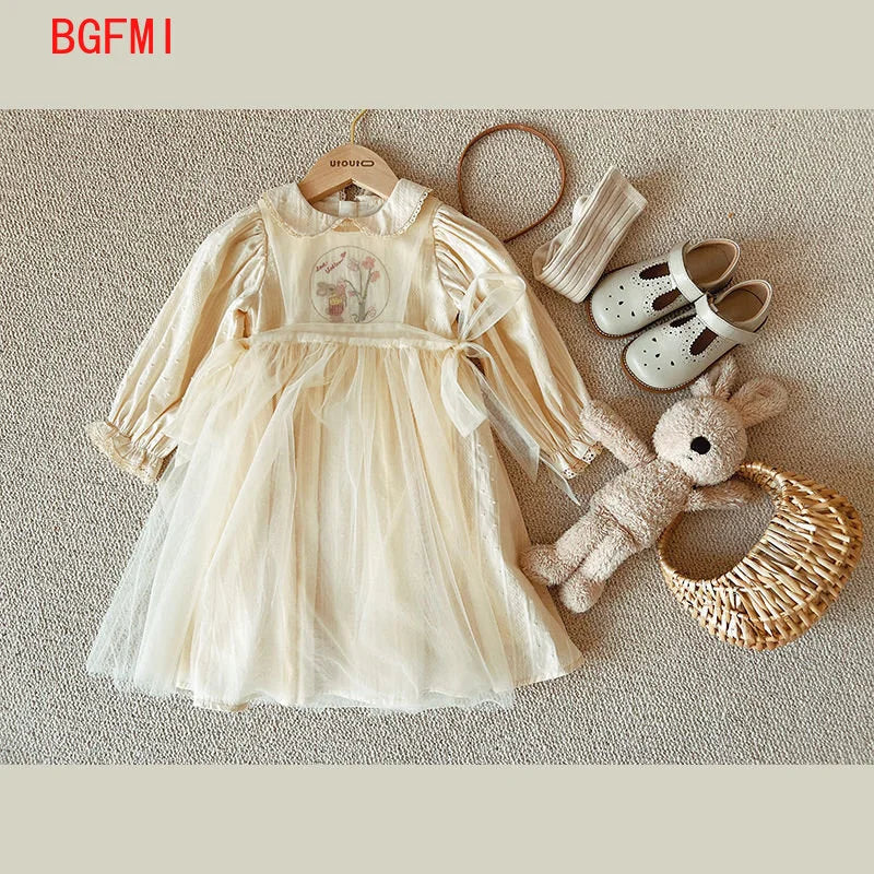 Baby Kid Girl Spring Summer Cream Color Kids infant Dresses